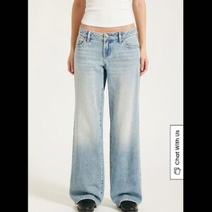 PACSUN Zoe Low Rise Girlfriend Jeans Light Blue Wide Leg Jeans 28